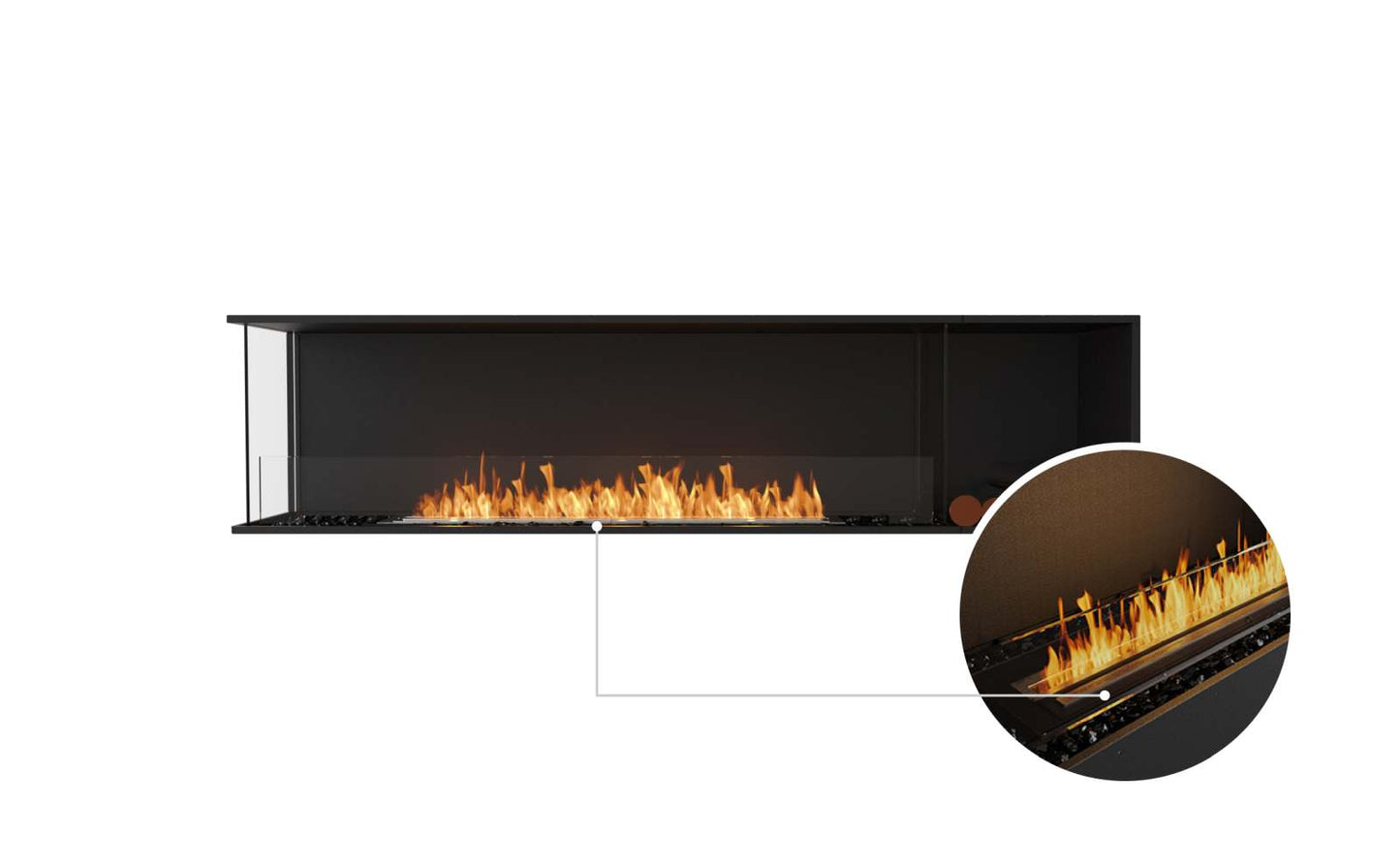 EcoSmart Flex Bioethanol Fireplace 86LC BXR Left Corner Black
