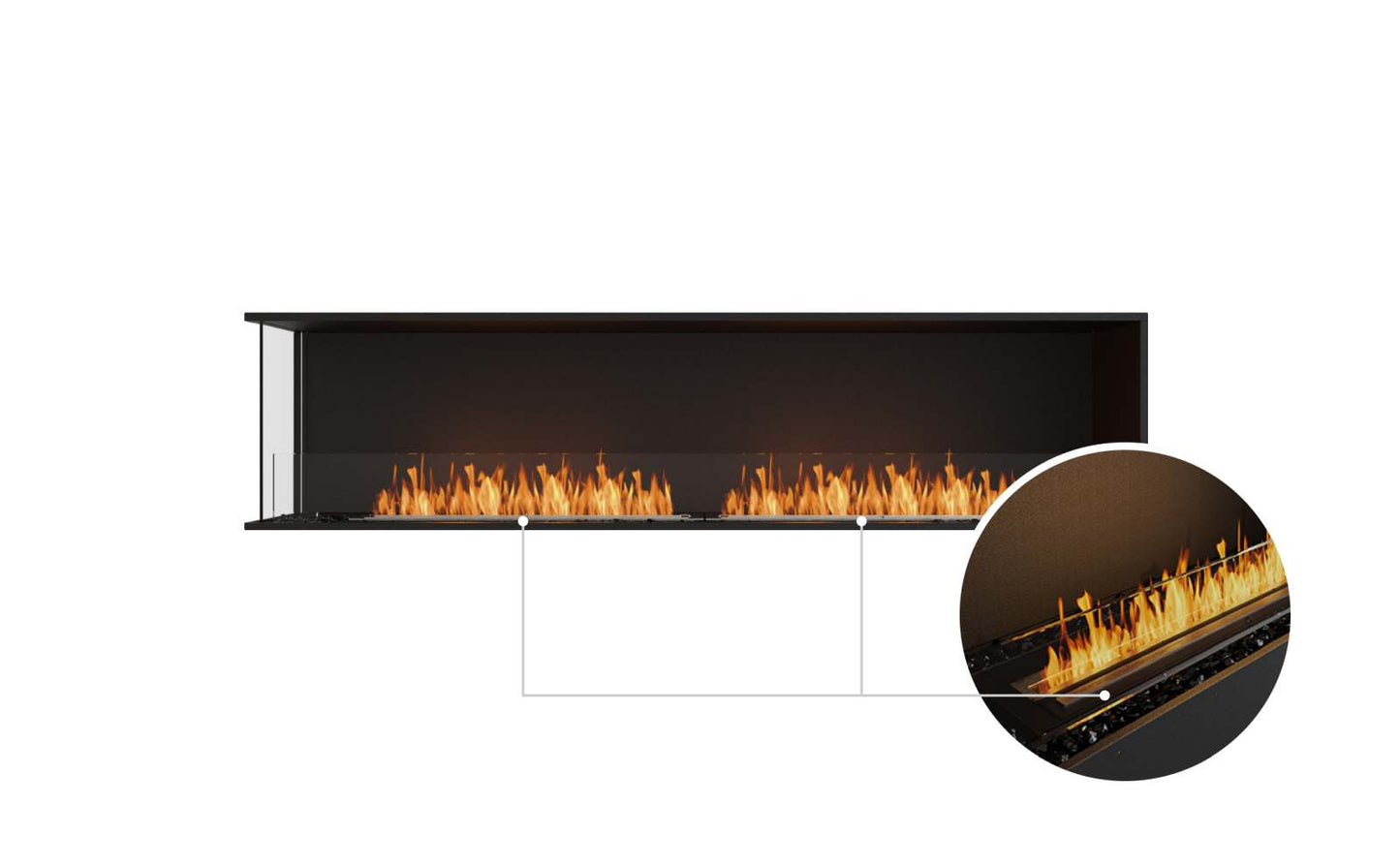 EcoSmart Flex Bioethanol Fireplace 86LC Left Corner Black
