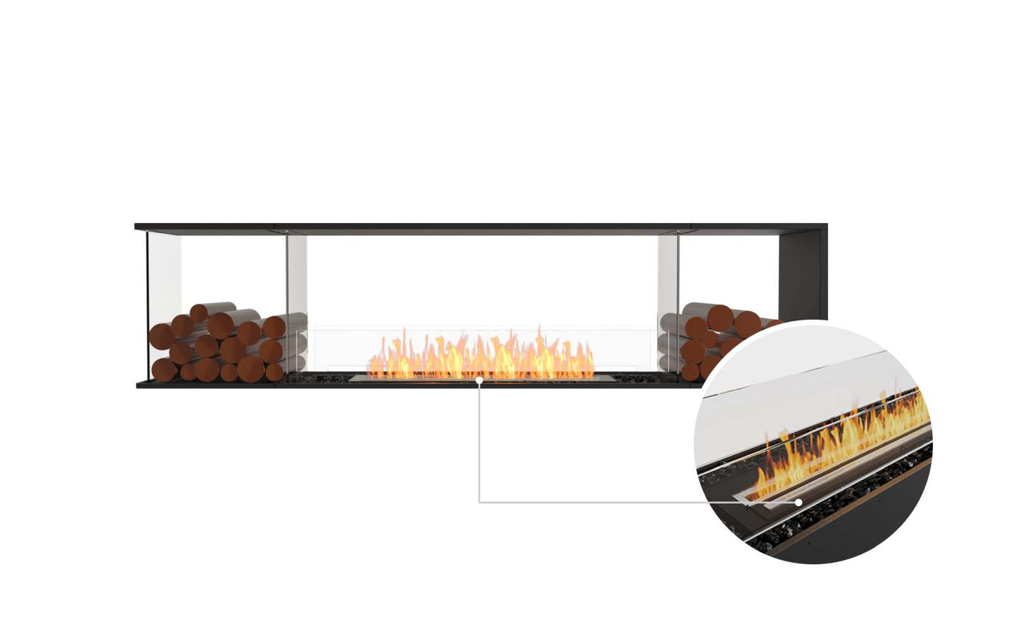 EcoSmart Flex Bioethanol Fireplace 86PN BX2 Peninsula Black
