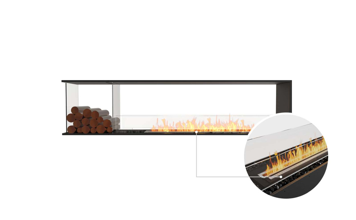 EcoSmart Flex Bioethanol Fireplace 86PN BXL Peninsula Black