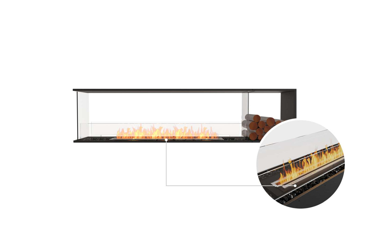 EcoSmart Flex Bioethanol Fireplace 86PN BXR Peninsula Black