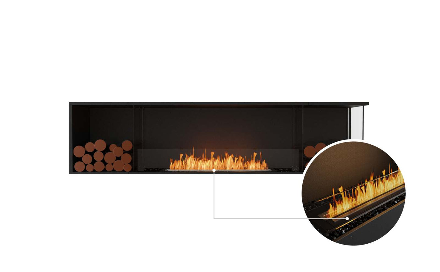 EcoSmart Flex Bioethanol Fireplace 86RC BX2 Right Corner Black