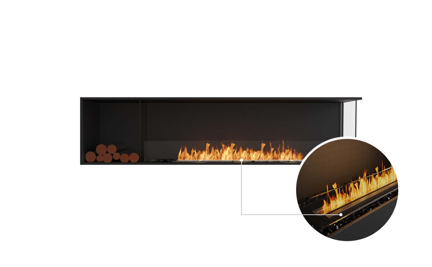 EcoSmart Flex Bioethanol Fireplace 86RC BXL Right Corner Black
