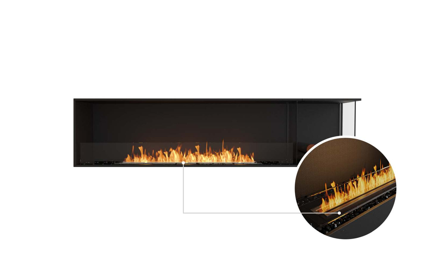 EcoSmart Flex Bioethanol Fireplace 86RC BXR Right Corner Black