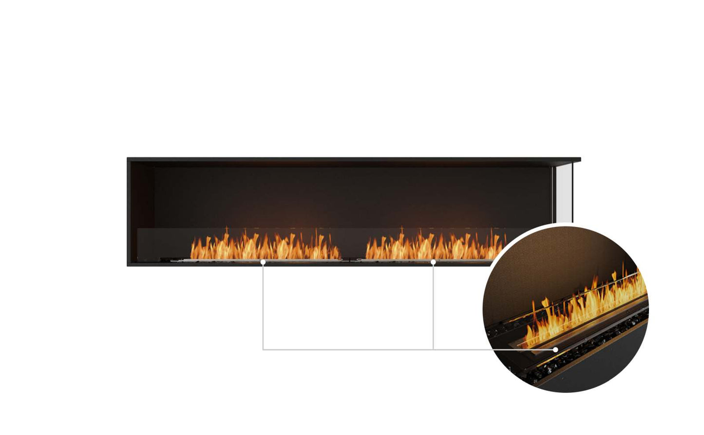 EcoSmart Flex Bioethanol Fireplace 86RC Right Corner Black