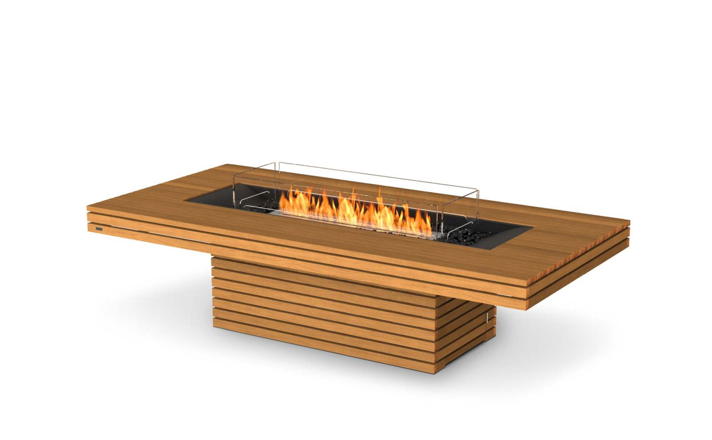 EcoSmart Fire Gin 90 (Chat) Bioethanol Fire Pit Table Teak