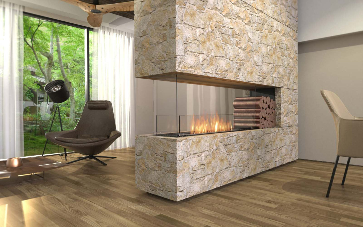 EcoSmart Flex Bioethanol Fireplace 68PN BXR Peninsula Black