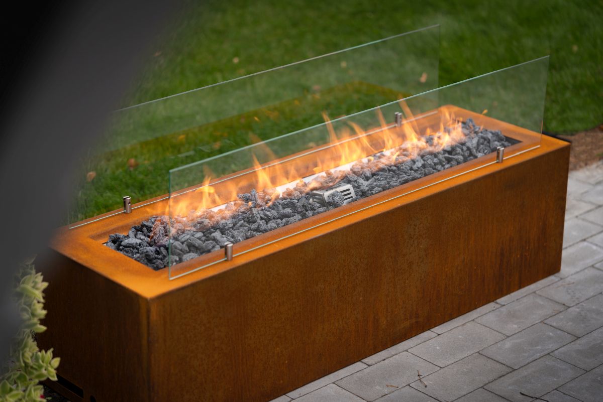 Galio Corten Manual Outdoor Gas Fireplace Firebox