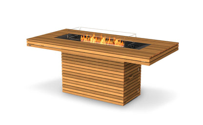 EcoSmart Fire Gin 90 (Bar) Bioethanol Fire Pit Table Teak