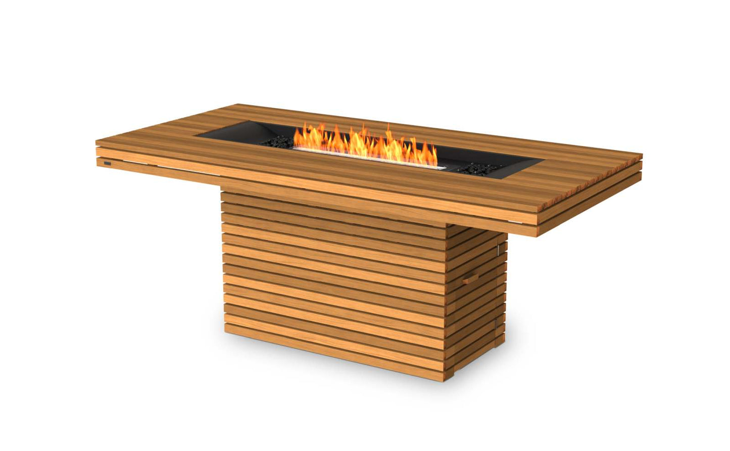 EcoSmart Fire Gin 90 (Bar) Bioethanol Fire Pit Table Teak