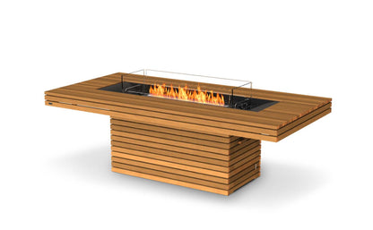 EcoSmart Fire Gin 90 (Dining) Bioethanol Fire Pit Table Teak