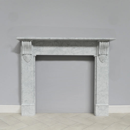 Marble Fireplace Surround - Victorian Corbel 56" Carrara, 75mm rebate - Honed