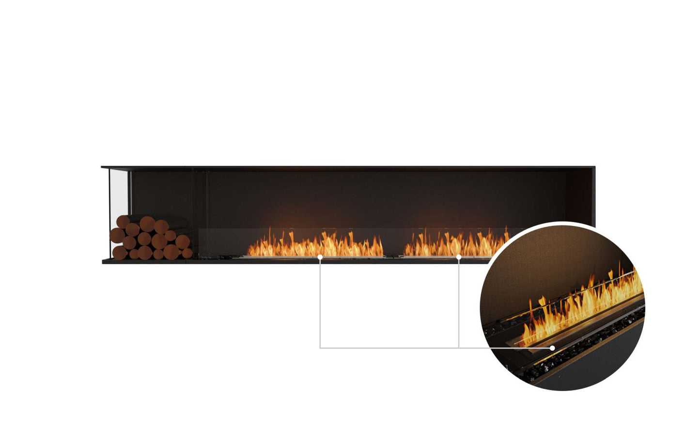 EcoSmart Flex Bioethanol Fireplace 104LC BXL Left Corner Black