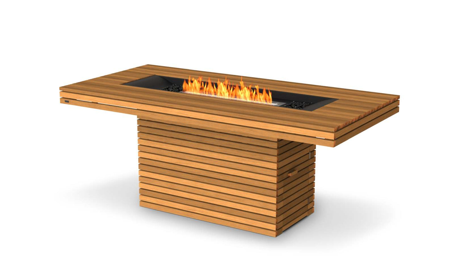 EcoSmart Fire Gin 90 (Bar) Bioethanol Fire Pit Table Teak