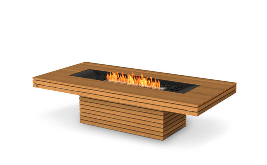 EcoSmart Fire Gin 90 (Chat) Bioethanol Fire Pit Table Teak