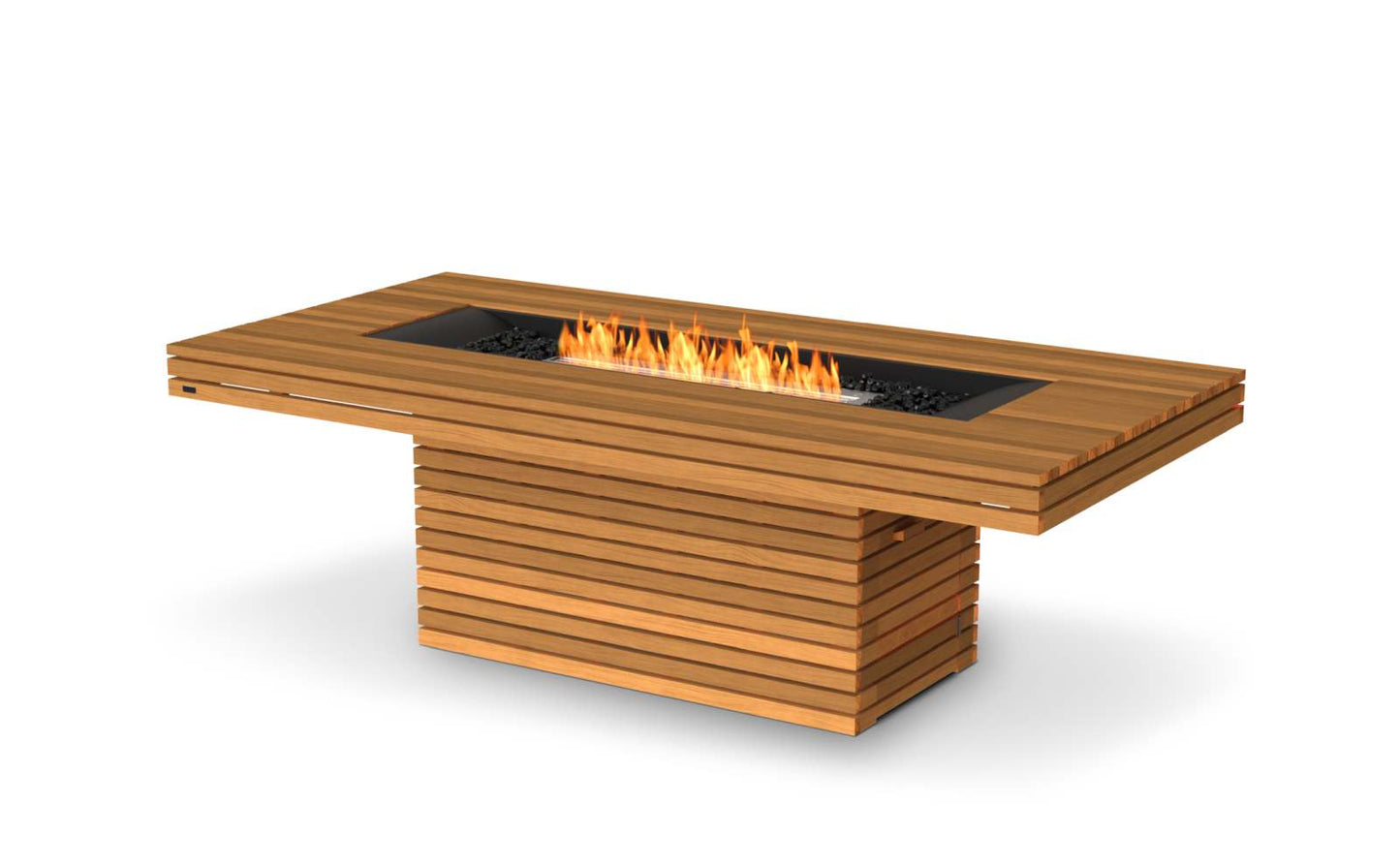 EcoSmart Fire Gin 90 (Dining) Bioethanol Fire Pit Table Teak