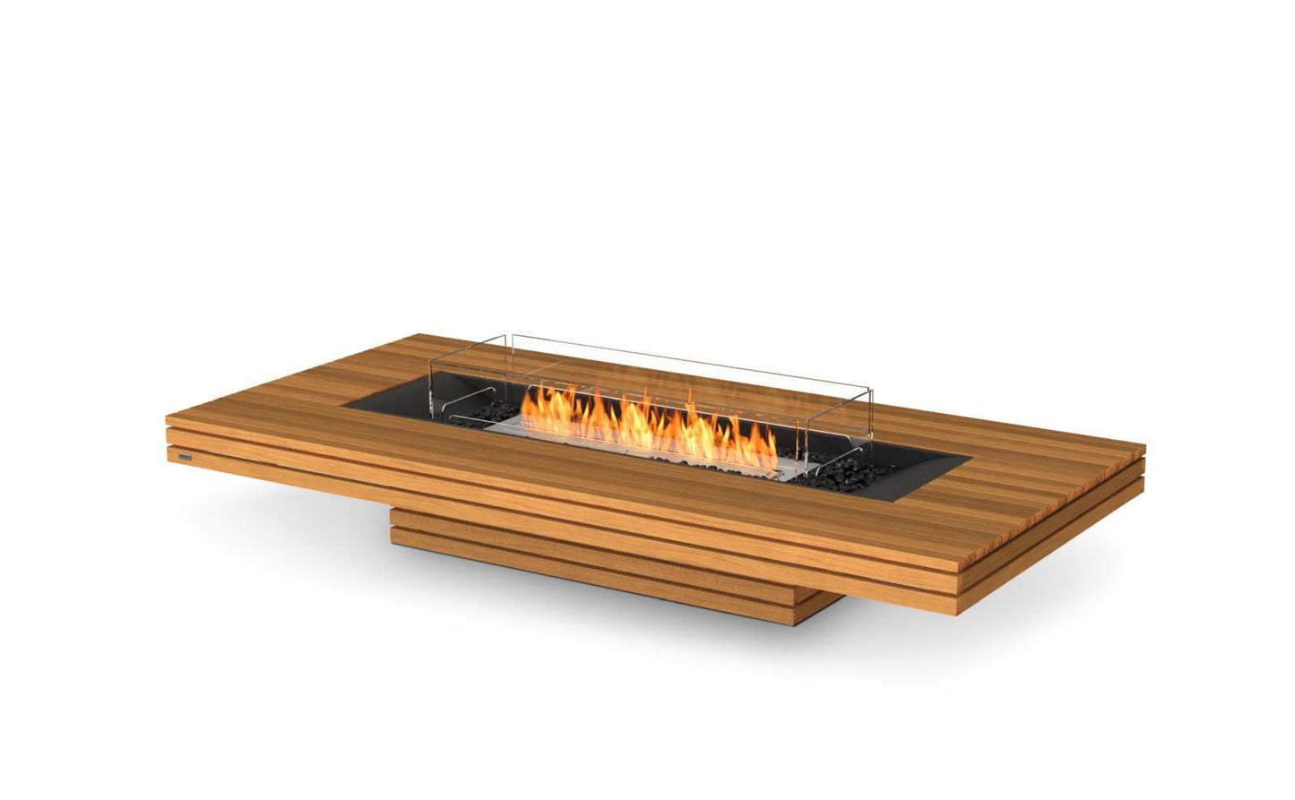 EcoSmart Fire Gin 90 (Low) Bioethanol Fire Pit Table Teak