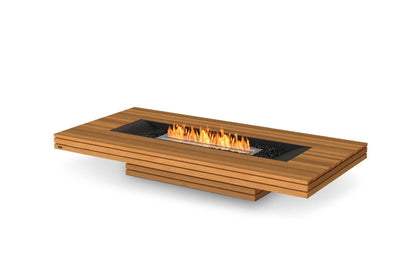 EcoSmart Fire Gin 90 (Low) Bioethanol Fire Pit Table Teak