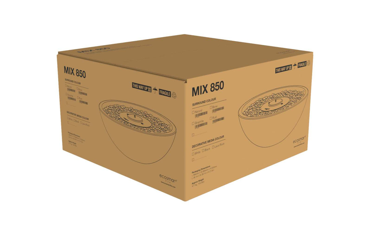 EcoSmart Fire Mix 850 Bioethanol Fire Pit Bowl Graphite