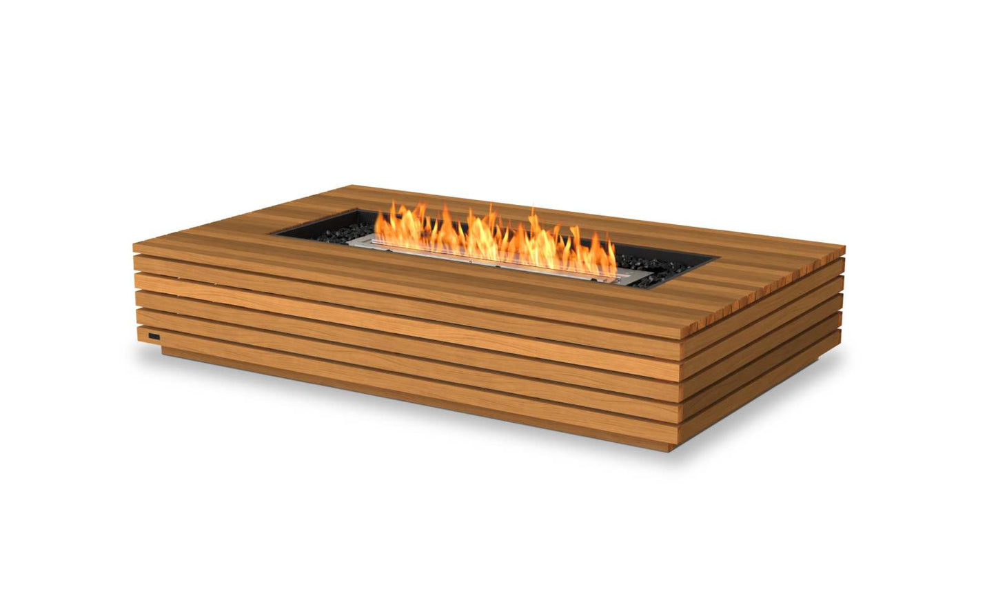 EcoSmart Fire Wharf 65 Bioethanol Fire Pit Table Teak