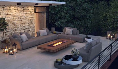 EcoSmart Fire Gin 90 (Low) Bioethanol Fire Pit Table Teak