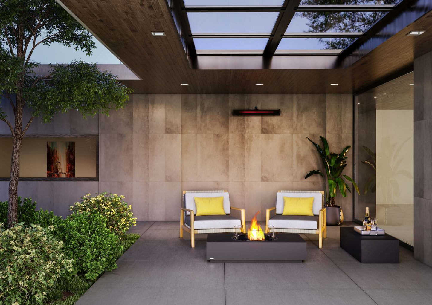 EcoSmart Fire Martini 50 Bioethanol Fire Pit Table Natural