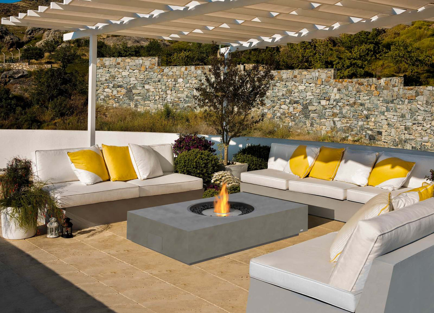 EcoSmart Fire Martini 50 Bioethanol Fire Pit Table Natural
